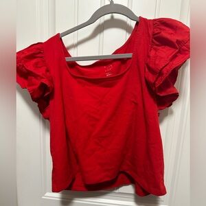 A New Day short sleeve red flutter sleeve tee